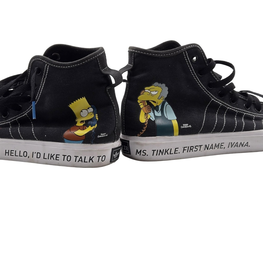 adidas Nizza Hi Shoes Mens Size 7 Black Simpsons Bart Moe Ivana Tinkle